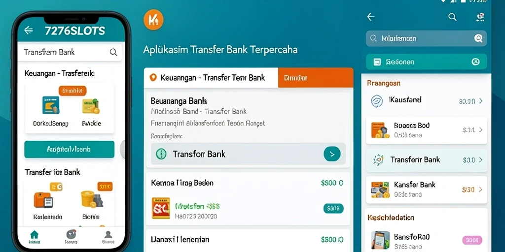 Tampilan antarmuka aplikasi Transfer Bank 7276SLOTS yang modern dan user-friendly.