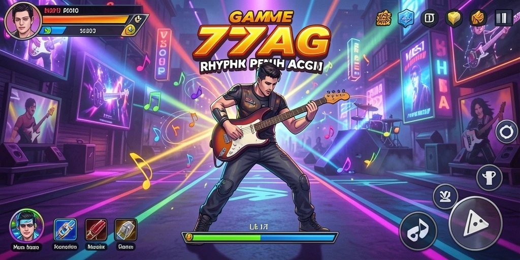 Tampilan antarmuka game Musik Rhythm yang menarik dan dinamis.