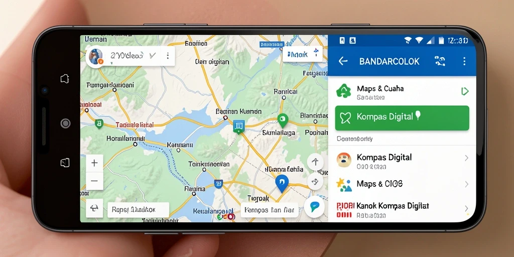 Tampilan antarmuka BANDARCOLOK dengan fitur kompas digital yang jelas.