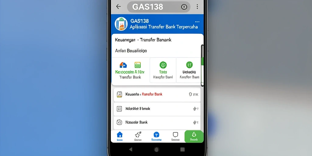Tampilan utama GAS138 dengan fitur Transfer Bank yang mudah diakses.